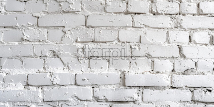 Simple white brick wall, banner wide panorama - Starpik Stock