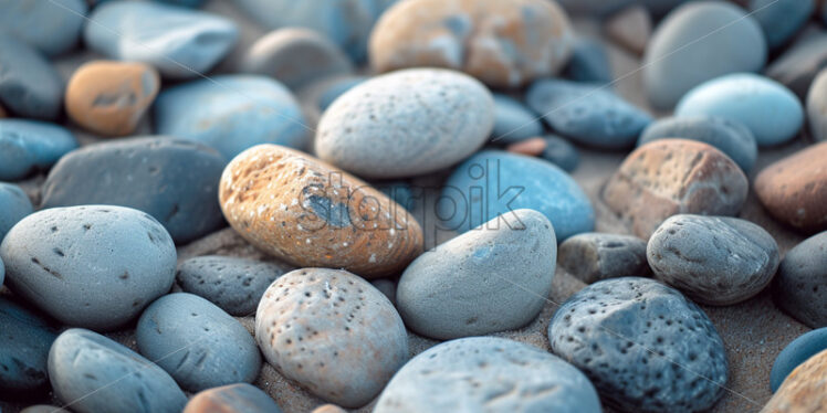 Smooth pebbles on a sandy beach texture  - Starpik Stock