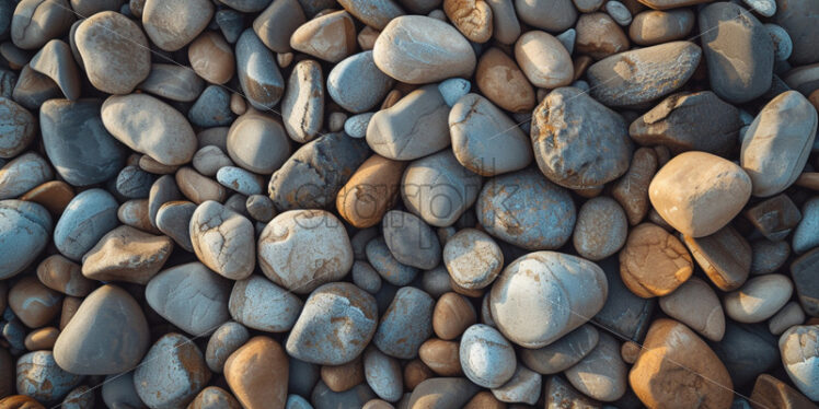 Smooth pebbles on a sandy beach texture  - Starpik Stock