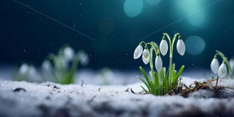 Snowdrops coming out of the ground - Starpik Stock