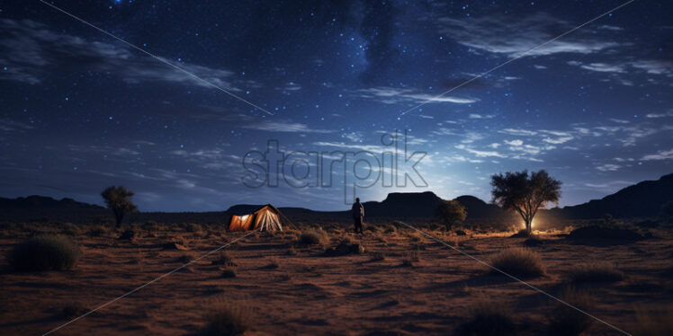 Starry skies above a remote desert - Starpik Stock