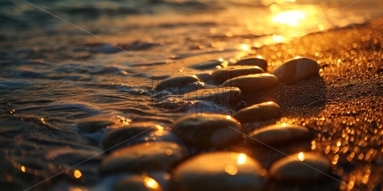 Stones on a sunlit beach - Starpik Stock