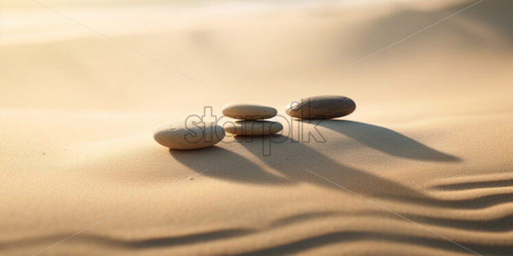 Stones on the sand in Zen style - Starpik Stock