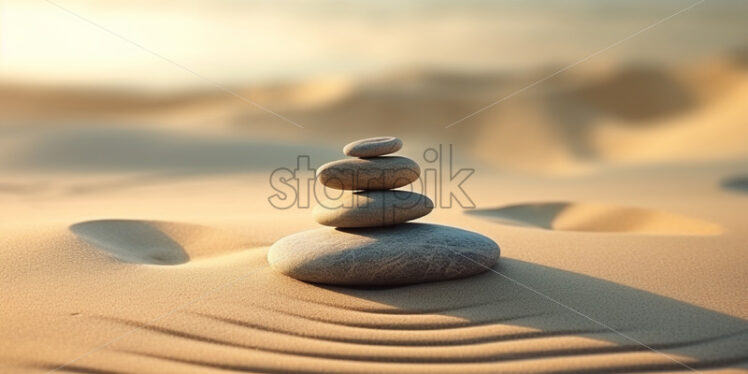 Stones on the sand in Zen style - Starpik Stock