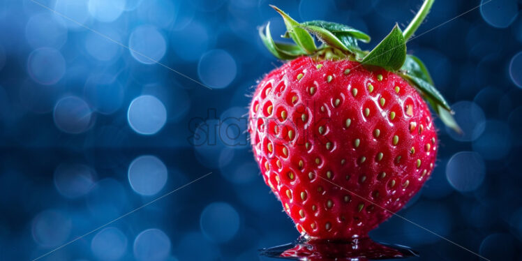 Strawberry on a blue sapphire background close up - Starpik Stock