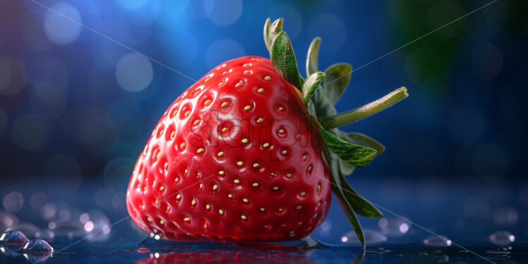 Strawberry on a blue sapphire background close up - Starpik Stock