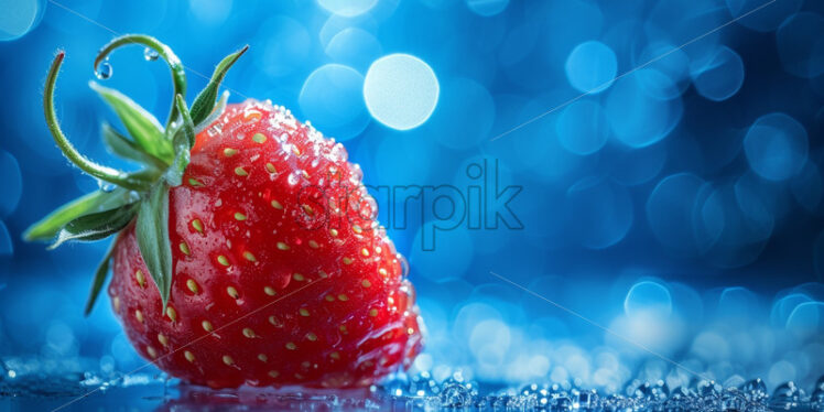 Strawberry on a blue sapphire background close up - Starpik Stock