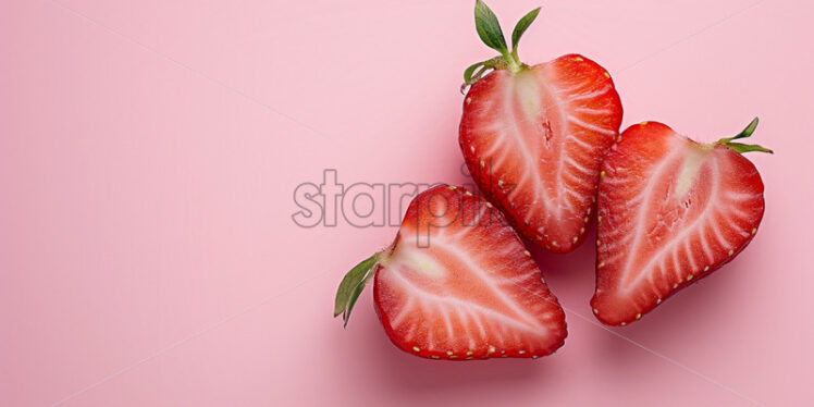 Strawberry on isolate light pink background - Starpik Stock