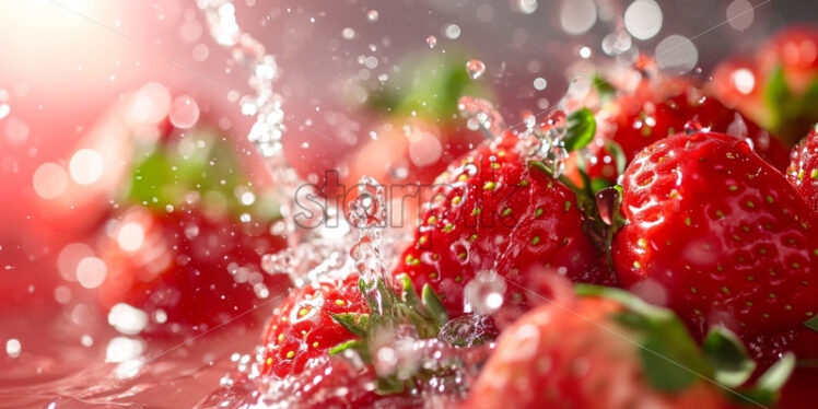 Strawberry splash water juicy background - Starpik Stock