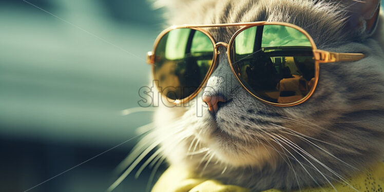 Stylish cat retro Fashion 60s in green lights - Starpik Stock