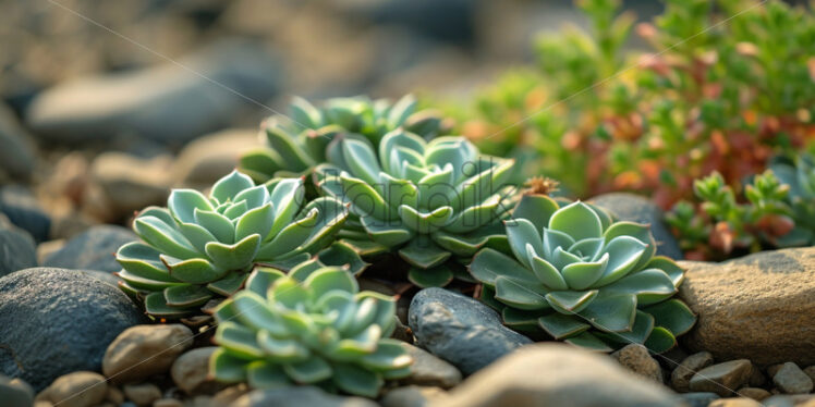 Succulents growing on stony ground - Starpik Stock