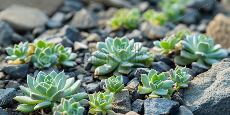 Succulents growing on stony ground - Starpik Stock