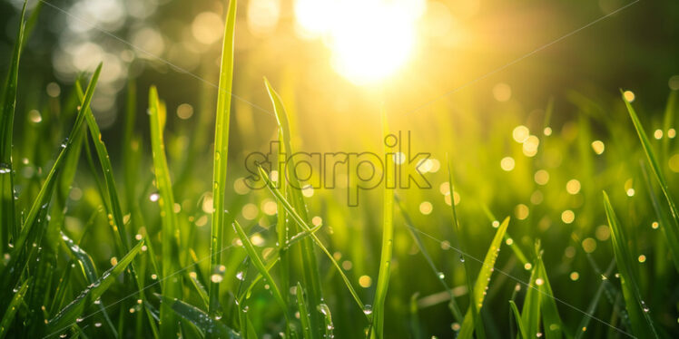 Sun rays among the blades of grass - Starpik Stock