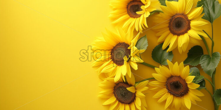 Sunflower flowers mockup yellow background - Starpik Stock