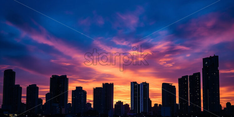 Sunset over a beautiful city - Starpik Stock