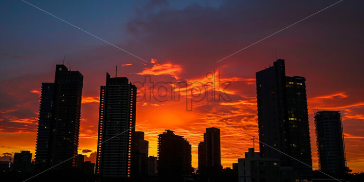 Sunset over a beautiful city - Starpik Stock