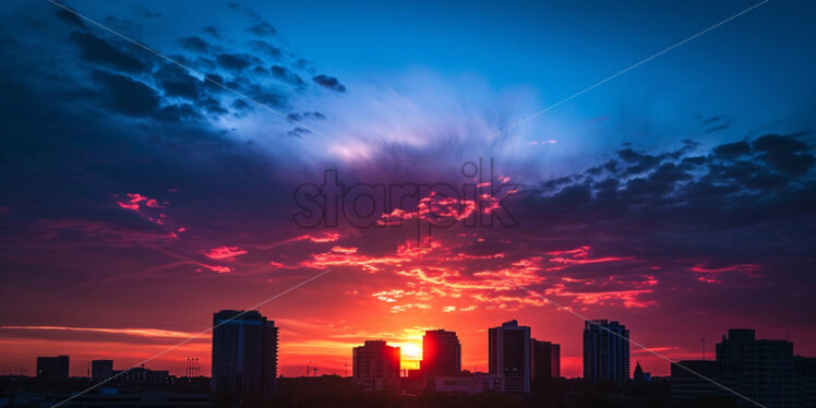 Sunset over a beautiful city - Starpik Stock