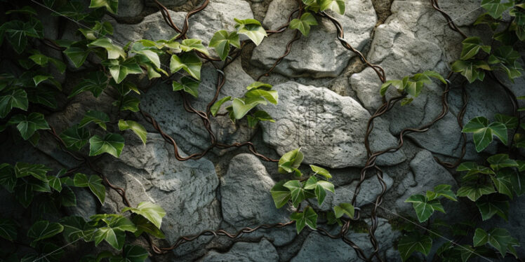 Tangled vines on a stone wall texture - Starpik Stock