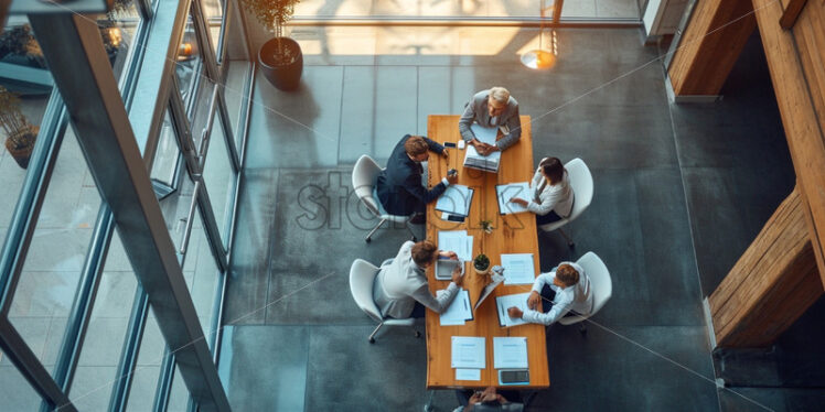 Team working in an office top view - Starpik Stock