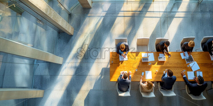 Team working in an office view from top - Starpik Stock