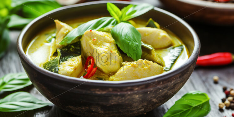 Thai Green Curry in a traditional bowl - Starpik Stock