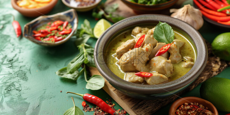 Thai Green Curry served in a bowl - Starpik Stock