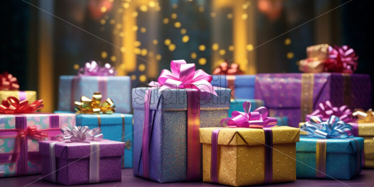 The colorful presents waiting to be opened by the birthday celebrant - Starpik Stock