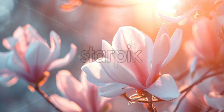 The delicate and fragrant petals of blooming magnolias - Starpik Stock