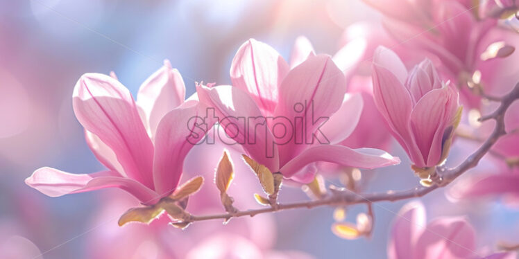 The delicate and fragrant petals of blooming magnolias - Starpik Stock