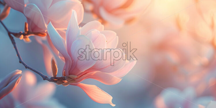 The delicate and fragrant petals of blooming magnolias - Starpik Stock