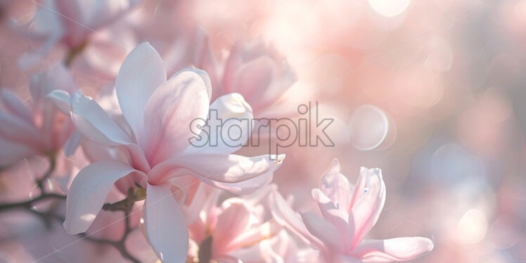 The delicate and fragrant petals of blooming magnolias - Starpik Stock