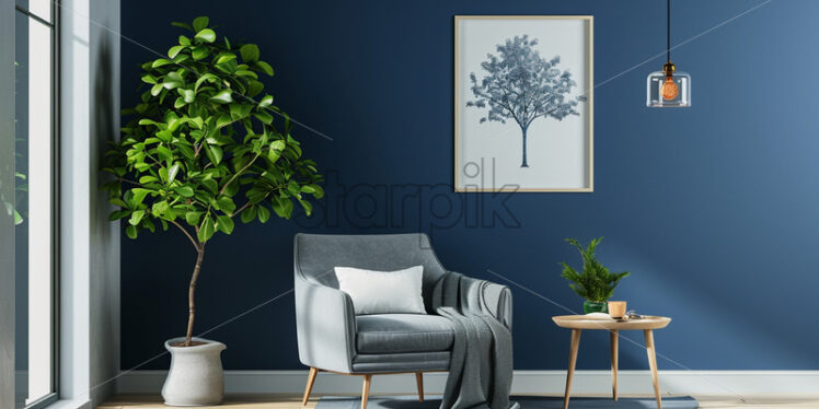 The design of a living room in which the blue color predominates - Starpik Stock