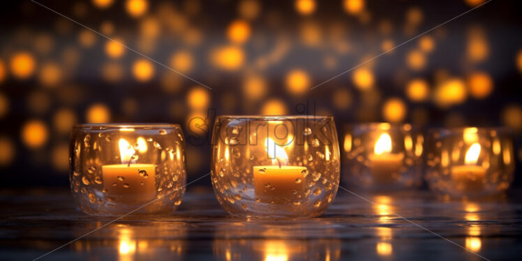 The enchanting glow of fairy lights and candles creating a magical ambiance - Starpik Stock