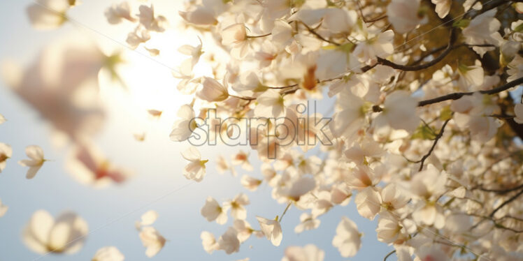 The flower petals of the blossoming trees fall - Starpik Stock