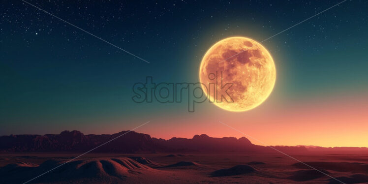 The full moon over a desert - Starpik Stock