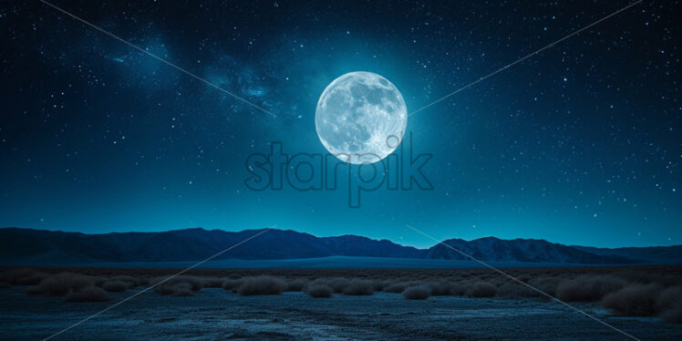 The full moon over a desert - Starpik Stock