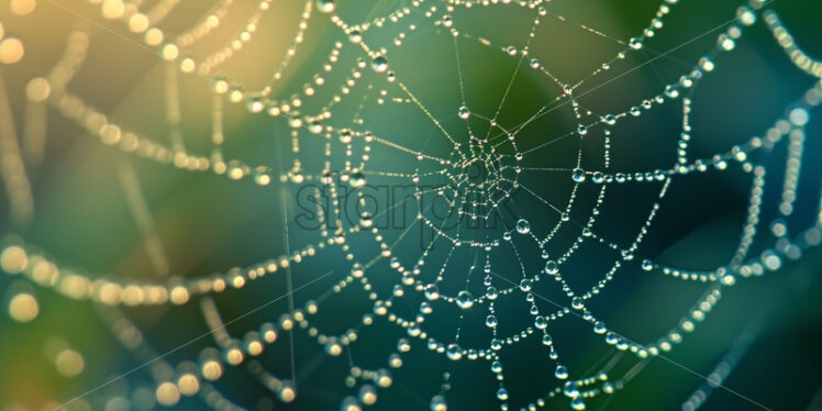 The intricate patterns of dewdrops glistening on delicate spiderwebs - Starpik Stock