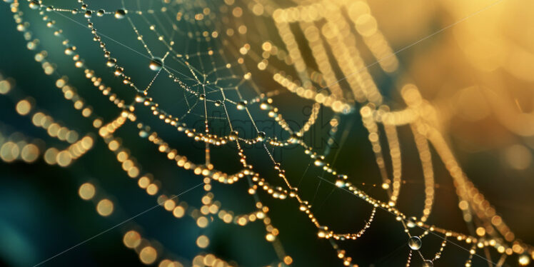 The intricate patterns of dewdrops glistening on delicate spiderwebs - Starpik Stock