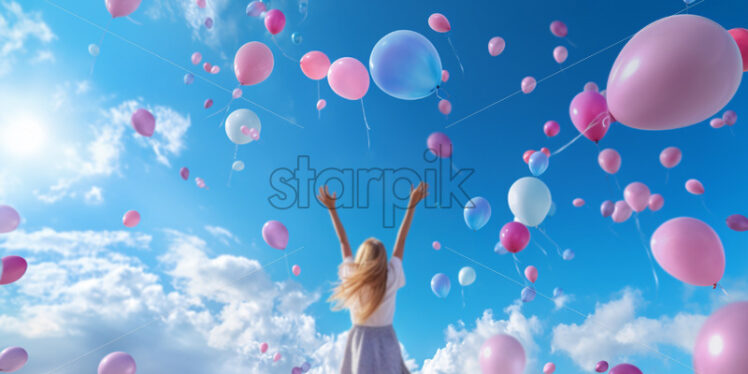 The magical moment of releasing balloons into the sky - Starpik Stock