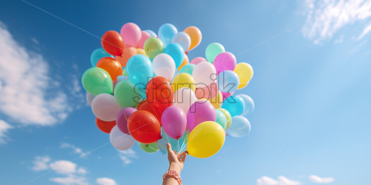 The magical moment of releasing balloons into the sky - Starpik Stock