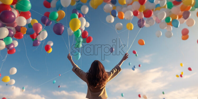 The magical moment of releasing balloons into the sky - Starpik Stock