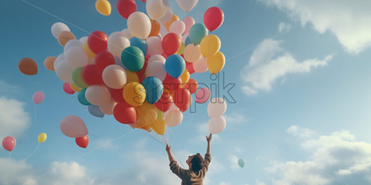 The magical moment of releasing balloons into the sky - Starpik Stock