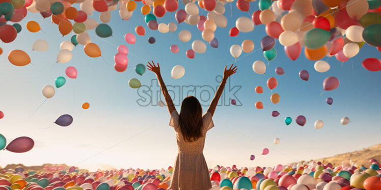 The magical moment of releasing balloons into the sky - Starpik Stock