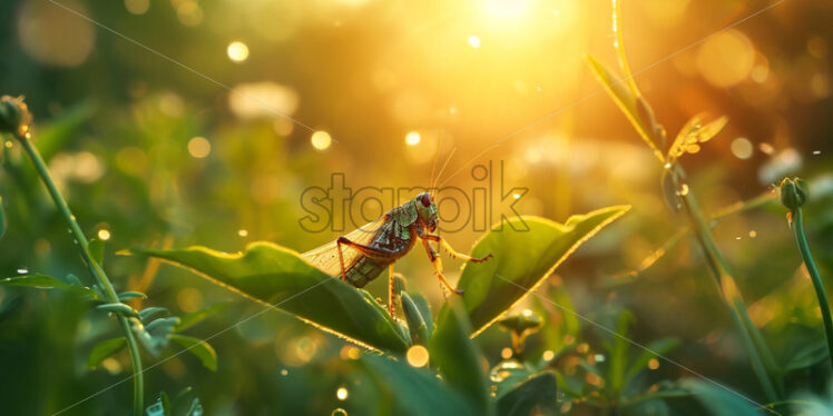 The melodious chirping of crickets beginning their evening serenade - Starpik Stock