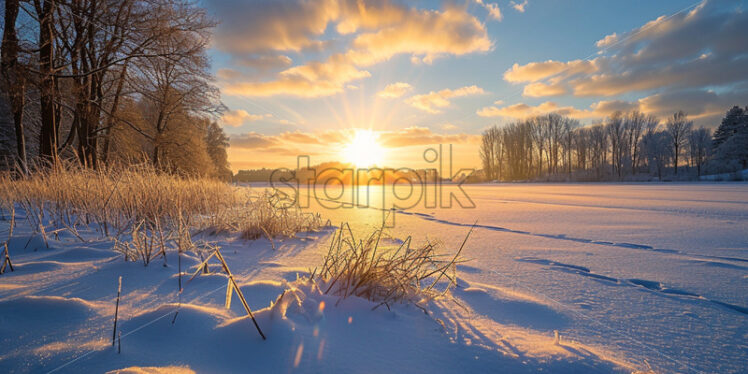 The warmth of the sun kissing the landscape, awakening it from winter's slumber - Starpik Stock