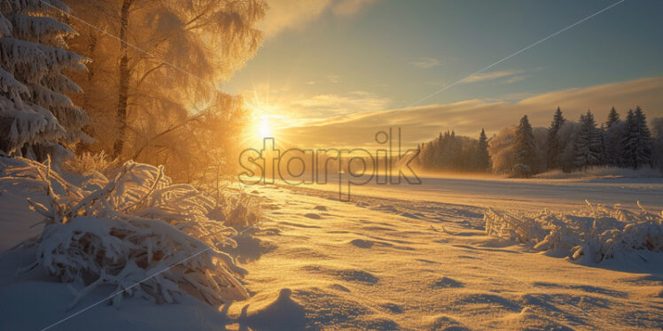 The warmth of the sun kissing the landscape, awakening it from winter's slumber - Starpik Stock