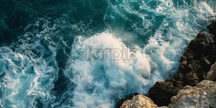 The waves breaking against the rocks - Starpik Stock