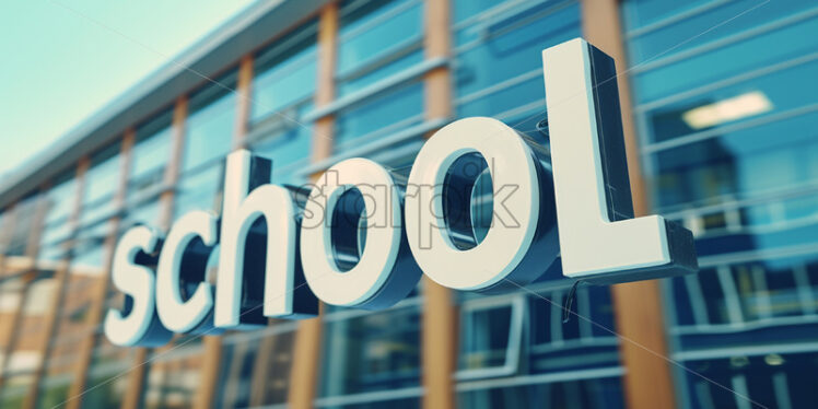 The word school on the background of a building - Starpik Stock