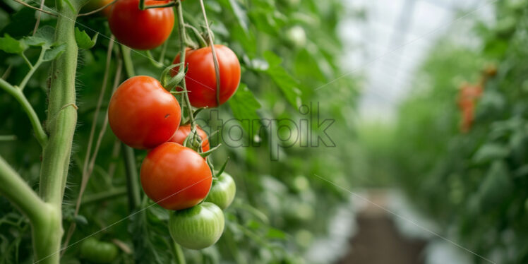 Tomatoes growing in the greenhouse - Starpik Stock