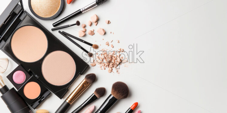 Top view banner of a variety of makeup products - Starpik Stock